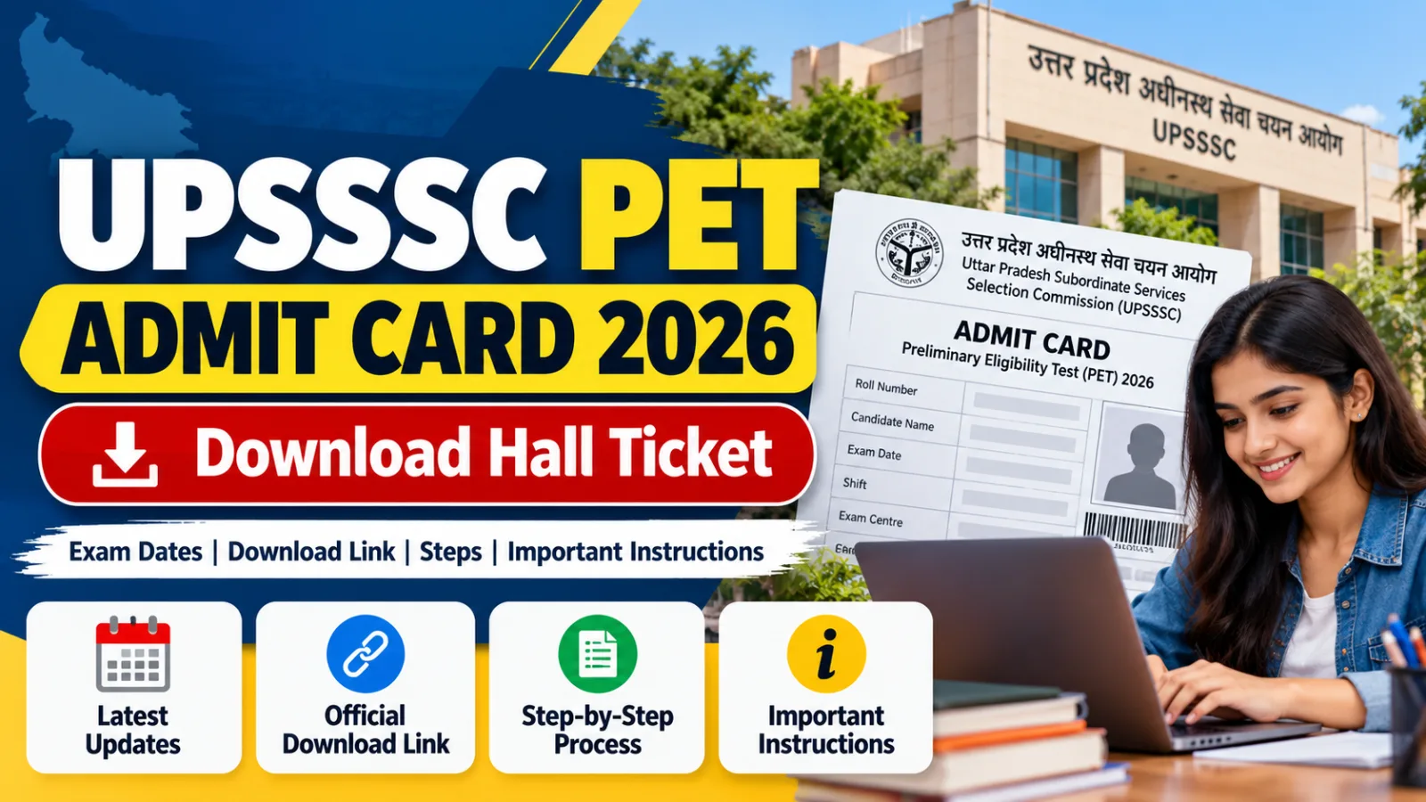 UPSSSC PET Admit Card 2026 download information and examination hall ticket