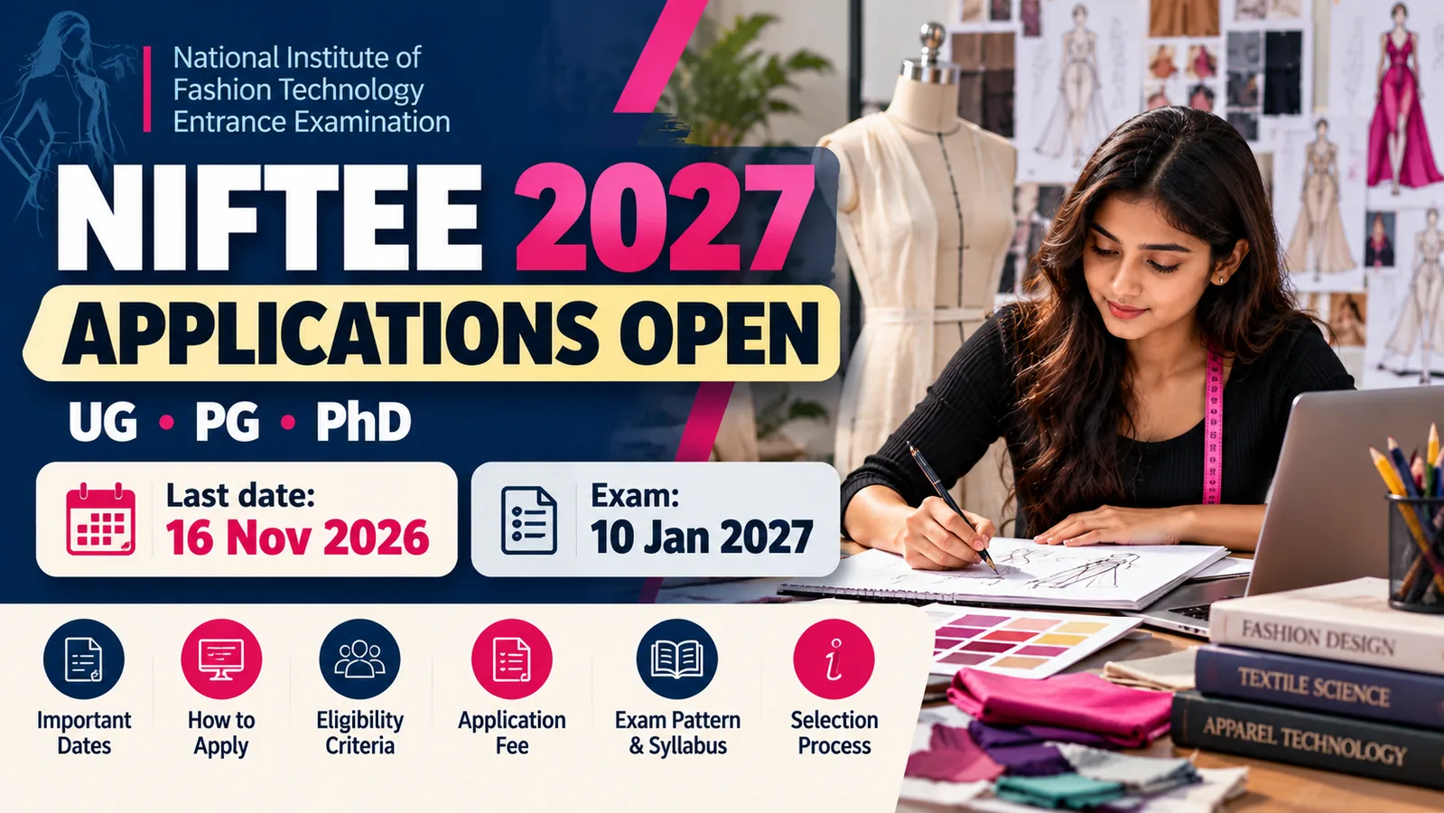NIFTEE 2027 fashion design entrance exam application and important dates